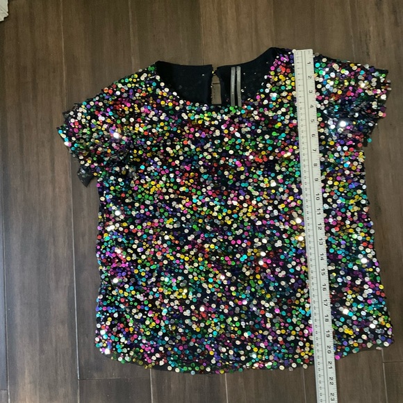 Anthropologie Size Small Pamela Sequined Multicolor Top Short Sleeve Pullover - Picture 4 of 5